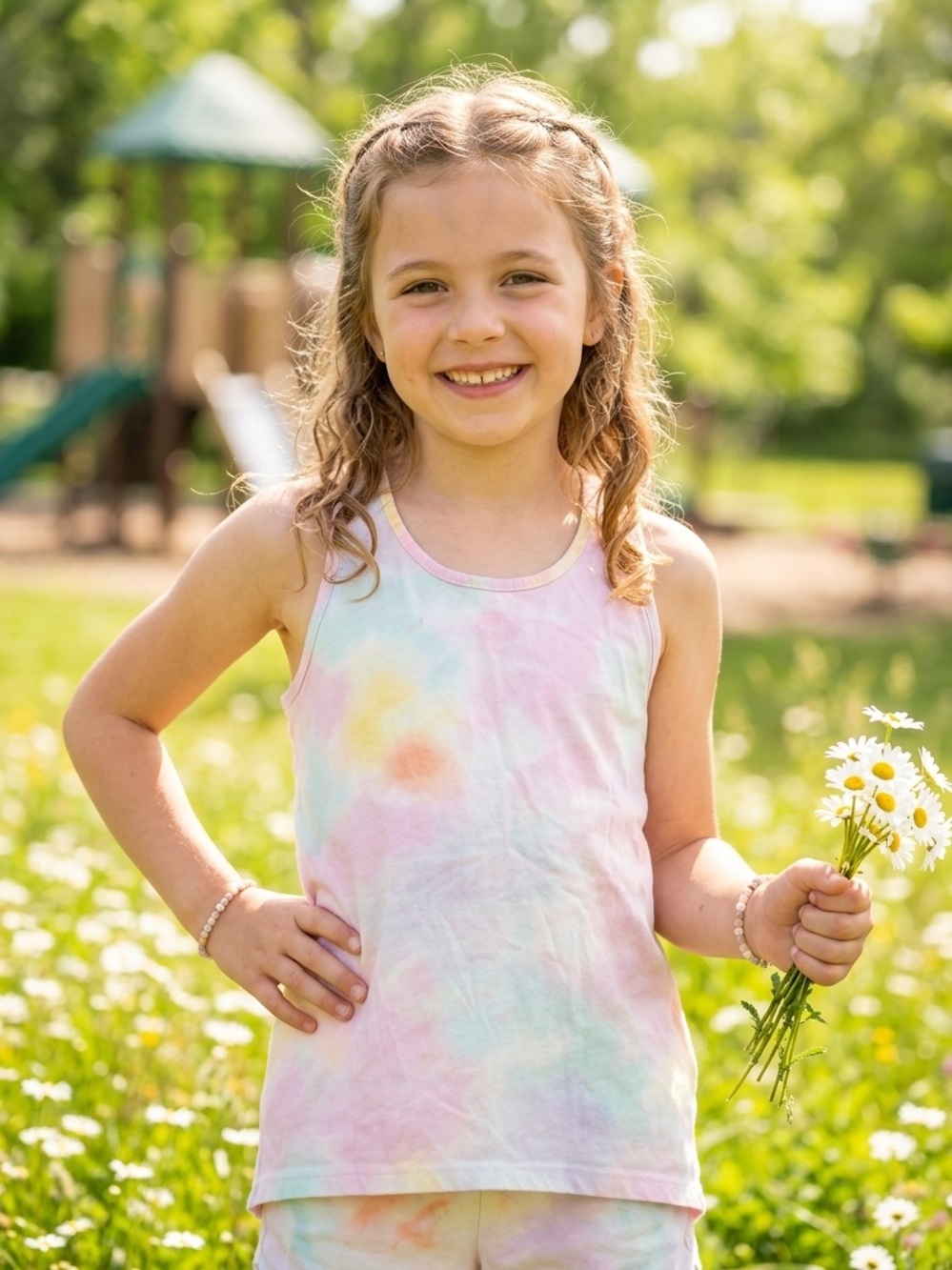 Girls' Pastel Tie-Dye Tank Top - Multi Pastel